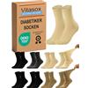 Vitasox 31120 calzini da uomo extra larghi in cotone, calzini sanitari sensibili completamente privi di gomma e di cuciture, pacco da 8, tonalità naturali e nero antracite, 39/42