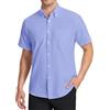 HISDERN Camicia Blu Oxford Uomo Maniche Corte Button Down Camicie Uomo Estiva da Ufficio Manica Corta con Tasca vestibilità Regolare, 2XL