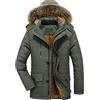 Generic Parka da uomo pesante con cappuccio in pelliccia parcheggiata, con cappuccio staccabile ispessito caldo con cappuccio, giacche invernali da uomo, piumino termico, cappotti lunghi, comodi e imbottiti