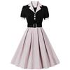 Generic Vestito anni '50 da donna vintage Rockabilly con stampa anni '50 e pin up anno 50 abito vintage da festa per donna, abito a pois Audrey Hepburn per matrimonio, abito estivo da donna, anno 50, Bk1, M