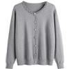 Generisch Cardigan corto da donna con perline - Elegante cardigan con scollo rotondo | Elegante maglione per occasioni festive, Stil_i02 Grigio, M