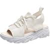 Generisch Sandali estivi da donna, comodi, estivi, in rete, casual, bianchi, spessi, con lacci, con punta aperta, da spiaggia, bianco, 37 EU Stretta