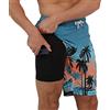 Arcweg Uomo Pantaloncini da Bagno 2 in 1 Quick Dry Lunghi con Compressione Foderati Surfing Pantaloncini da Spiaggia Elasticizzati con Tasche con Cerniera M(EU)