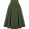 Pursuit-W Gonna da donna Gotica Vintage Maxi Gonna Abbigliamento Cotone Nero Pizzo Gonne a Vita Alta Elastico in Vita A-Line Gonna con Fibbia Cinturino Gonna a Pieghe Gonna a Tunica Gonna Lunga Larga Festa