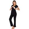 rismart Due Pezzi Pigiama Premaman Donna Camicia da Notte Allattamento Maniche Corte Magliette e Pantaloni Set