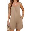Niwicee Donna Jumpsuit Monopezzi Tutine Senza Manica Corta Estate Loose Estivi Tuta Playsuit Casual Salopette Romper-Cachi-XXL