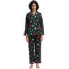 GLOBAL Pigiama Donna Flanella Cotone Maniche Lunghe Due Pezzi Camicie da Notte Pjs Confortevole Sleepwear Caldo Morbido Verde, Renne Rosse di Natale M