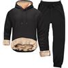 Generico Set Due Pezzi Uomo con Felpa e Pantaloni, Felpa con Cappuccio e Forro Sherpa, Pullover, Pantaloni in Pelliccia, Set Termico per Inverno