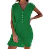 JFAN Copricostume Donna Mare Camicia con Bottoni Estivo Abito da Spiaggia Collo V Senza Maniche Casual Beachwear Bikini Cover Up(Verde,Taglia Unica