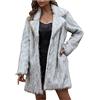TRIGLICOLEUM Giacca in pelliccia sintetica da donna, elegante, in pelliccia sintetica, spessa e calda, in finta pelliccia, a maniche lunghe, per le mezze stagioni, per le donne, argento, XL