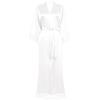 BABEYOND Coucoland - Accappatoio lungo da donna, tinta unita, con maniche in pizzo, per damigella d'onore, kimono in raso, biancheria da notte da donna, estiva