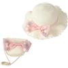 Copbopwn Cappello da Sole per Bambine e Mini Borsa a Tracolla Cappello di Paglia per Bambini con Fiocco Estate Spiaggia Ragazze Cappelli da Sole per Vacanze Viaggi All'aperto (Paglia, Bianco)
