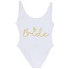 Generico Costume Team Bride Addio al Nubilato Costume Intero Donna Piscina Bride to Be Costumi Interi da Bagno Taglie Forti Curvy Brasiliana per Mare Vacanze Estive,Bianco,XXL