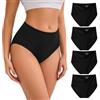 INNERSY Mutande da donna a vita alta, elasticizzati, in microfibra, confezione da 4, 5 Nero, L