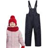Qkbuza Pantaloni da Sci per Bambini, Bavaglini da Neve per Bambini | Bavaglini da Neve Invernali,Tuta da Sci Antivento, Tuta Sportiva da Esterno Accogliente e Resistente all'Acqua per Ragazzi e