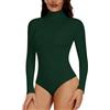 Joyshaper - Body da donna a maniche lunghe, elegante, con colletto alto, a maniche lunghe, verde scuro, M