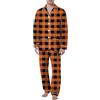 KBOPLEMQ Pigiama da uomo lungo in cotone, a quadretti, set da 2 pezzi, biancheria da notte a righe, con tasch e pantaloni da sonno, oversize, tuta sportiva