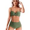 HTTDSLF Costume Donna Due Pezzi Bikini Set, Due Pezzi Vita Alta Controllo Addominale Bikini Sexy Scollo a V Push Up Costumi Design