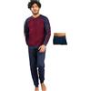 Lotto Pigiama Uomo Invernale + Boxer Omaggio - Cotone Caldo - Invernale (2068 Bordeaux, L)