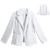 YYNUDA Blazer, giacca da donna leggera, da lavoro, elegante, maniche a 3/4, business, casual, tinta unita, con orlo arrotondato, giacca per feste e matrimoni, bianco, M