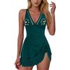 Generic Costume Intero Donna Piscina Reggiseno Contenitivo Costume da Bagno da Donna Sexy con Scollo a V Profondo e Gonna a Fiori Traforati, Bikini 2026 Costumi Bagno Curvy Taglie Forti