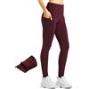 Libin Leggings Termici da Donna Inverno Vita Alta Vino Rubino XL-New