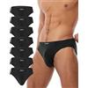 FORVEVO 7 Paia Slip Uomo Cotone, Mutande Traspiranti, Briefs Vita Bassa, Intimo Comfort, con Tasche, Elastico, Senza Etichetta (3XL, Nero)