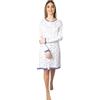Leo Corsetteria Camicia da Notte Donna Tutta Aperta con Bottoni 100% Cotone Caldo Bianco Blu Taglia L FBA