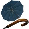 iX-brella Ombrello automatico da uomo con manico rotondo in vero legno, blu (Insignia Blue), 113 cm, Ombrello XXL automatico