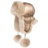 Futrzane Cappello Aviatore - Colbacco in Pelle con Pelliccia Sintetica da Donna (M, Dorato - Dorato Siberian)