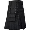 Kilts Boutique Gothic Warrior - Kilt multiuso in misto cotone nero con catene, anelli a D, tasche cargo, stile steampunk punk, Nero , 42 inches / 106 cm