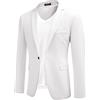 COOFANDY Giacca da abito da uomo Giacca vestibilità regolare Giacca da abito Blazer Giacca da abito Giacca a un bottone per matrimonio aziendale Bianco XXL