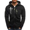 Generic Felpa da uomo con cappuccio e zip, con maniche lunghe, leggera, per palestra, con tasche, in pile, stile casual, giacca invernale calda, con zip completa, abbigliamento sportivo, Nero , M