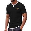 Generico Camicia da Uomo Tessuto a Rilievo Due Falsi a Maniche Corte Casual Maglietta alla Moda Colletto Leggero Traspirante Vacanze Camicia Estiva per Palestra