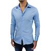 Shunwige Camicia Uomo Sartoriale Slim Fit Aderente Nuova Casual Elegante (M, Celeste)