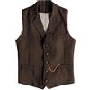 AeoTeokey - Gilet da uomo in tweed a spina di pesce western, in stile slim fit, di lana, Caff, XL