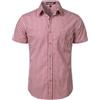 PARKLEES Camicia da uomo casual a quadri con bottoni in cotone a maniche corte a quadretti, vestibilità regolare con tasca, A quadretti rossi, M