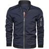 Shuanghao Uomo Primavera e Autunno Jacket Sottile Leggero Cotone Softshell Classica Casual Cappotto Sport Collo da Baseball Bomber estivo Giacca Militare Comodo Varsity Giubbotto Uomo Nero XS
