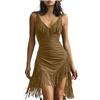 VPQILH Abito da Donna con Nappe Anni '20, Abiti retrò con Scollo a V, Vestito in Scamosciato, Vestiti con Spalline Sottili, Vintage Western Country Vestito Casual Abito da Festa Gotico da Cowgirl
