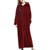 Generic Vestaglia invernale da donna con cerniera frontale, comoda vestaglia invernale a lunghezza intera, morbida e calda a maniche lunghe, comoda da indossare per il freddo, camicia da notte in peluche con