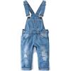 KIDSCOOL SPACE Salopette di Jeans da Bambina,Pantaloni Slim Carini in Denim Srappato da Bambino