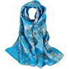 JWSilk Sciarpa lunga in seta Charmeuse Stampa artistica classica, Fiori di mandorla, 63 x 17