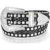 LEACOOLKEY - Cintura con strass per uomini e donne, cintura in pelle western con borchie da cowgirl e cowboy, cintura lucida per jeans, pantaloni, abiti, M
