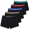 ROYALZ Pantaloncini Boxer 5 Confezioni Lifestyle per Uomo Mutande Classico per Sportivo e Casual, 5 Set (95% Cotone / 5% Spandex), Colore:Set 035 (Paco da 5 - Multicolore), Dimensione:XXL