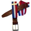 MIBANDERA Cintura uomo Bandiera Spagna, finitura pelle/pelle elastica ed estensibile/regolabile (dalla taglia 90 alla 120)., blu-bianco-rosso, Ajustable de la talla 90 a la 120