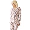 JADEA Pigiama Donna Pantalone Lungo Maglia con bottini Aperto avanti 3298 (IT, Testo, L, Regular, Regular, Standard, Rosa)