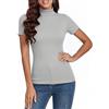 Totatuit Lupetto Donna Dolcevita Manica Corta Maglietta Elegante Tshirt a Costine Basic Top a Collo Alto Casual Pullover di Slim Fit S-XXL