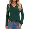 Crewhpo Maglia Donna Termica con Pizzo Scollo a V e Maniche Lunghe
