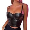 LOIJMK Top Corsetto Donna Bustier Corsetto Top Corsetto Aderente Tank Top Top con Spalline Scollato a Canotta a Maniche Corte con Pizzo, Z05-nero., S