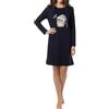 In One Clothing Camicia da notte da bambina a maniche lunghe, in morbido jersey Singley in 100% cotone, con motivo gufo con cappello per dormire, colore blu scuro, Costruzione scura - gufo, 164